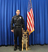 Allenhurst Police Officer Anthony Carafa is pictured with his K9 partner Bia.