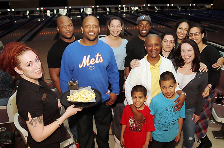 Beverly Lyons (with her arms around her grandchildren Donte and Anthony), Asbury Park celebrated with a bowling party with her family at the lanes in Bradley Beach. Their refreshments were served to them in the bowling alley by Tiffany Sterling. Other Lyons family members included Jason, Marc, Kayla, Rodney, Grace, Kate, Brenda and Alicia.