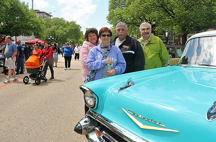 At the vintage car show in Ocean Grove Sat., May 17 were Marge Maturo, Joan Blake, Tom Blake and Tony Maturo, all of Bradley Beach. They are standing next to a 56 Chevy Belaire.