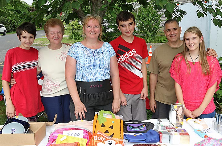 Checking out bargains at a garage sale in the Oakhurst section of Ocean Township were Thomas Viscuso, Marilyn Muller, Lynette Viscuso, Alex O’Hara, Tom Viscuso and Trysten Viscuso.