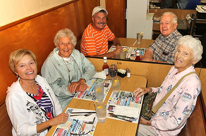 Ready to enjoy a meal at Frank’s Deli and Bakery in Asbury Park were Sue Zenerovitz, Waretown; Ann Zenerovitz, Asbury Park; Alex Zenerovitz, Waretown; Ed Smith, Ocean Grove and Lottie Smith, Ocean Grove.