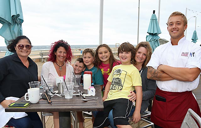 At McLoone’s on the Asbury Park boardwalk Ian Drake waited on Mary Beth Shotter, Ocean Township; Claire Davids, Asbury Park and Gina Salvatore with Johnny, Luke, Elizabeth and Devlin.