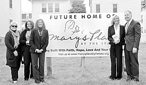 At the groundbreaking of Mary’s Place in Ocean Grove were (left to right) Ginny Whipple Berkner and Jeannie Reichardt, board members, Michele Gannon and Maria McKeon, co-founders, and David Armstrong, board chair. Coaster photo.