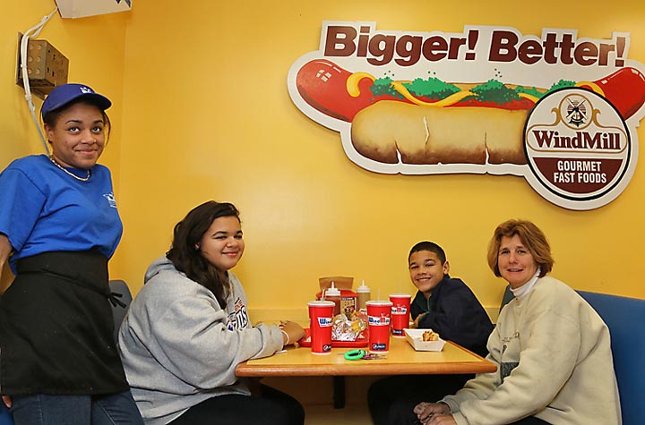 Tiffany Remy of the Windmill waited on Abigail and David Rodriguez and Dorothy Walter of Manasquan.