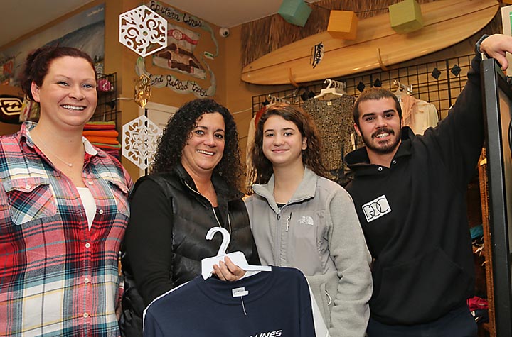 At the Eastern Lines Surf Shop on Ocean Avenue in Belmar were Darby Tarrant and Nick Delisa, both of Belmar and Petra Parliament and Andrea Parliament, both of Toms River.