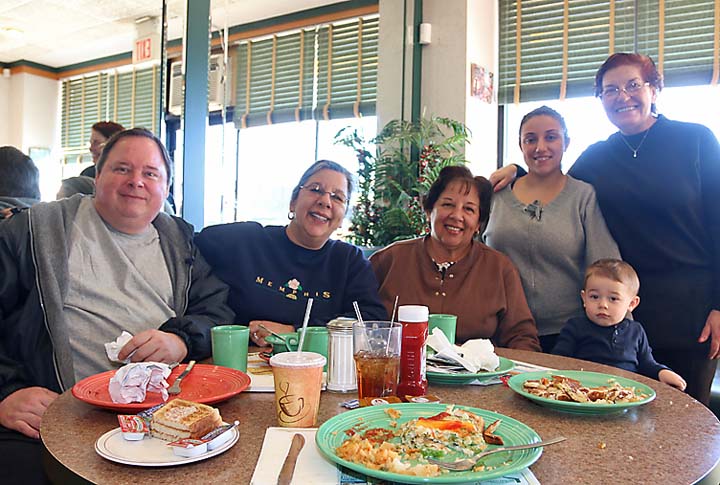 Sharon Kilic of Sunset Diner in the Wanamassa section of Ocean Township waited on Ocean Township residents William Peak, Nancy Peak, Margaret Sesta and Diana Buble with Jaxson.
