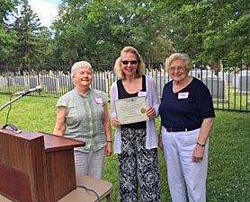 At the presentation of the award to the Ocean Township Historical Museum were (left  to right) Linda J. Barth, president of the League of Historical Societies of New Jersey, Peggy Dellinger, editor of Ocean’s Heritage, and Marge Edelson, museum member.