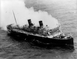 SS Morro Castle on fire, September 8, 1934.