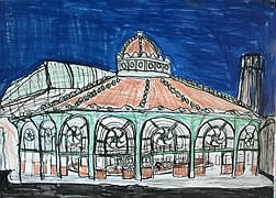 This painting of the carousel building is the work of Peter Price.