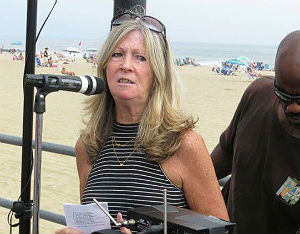 Asbury Park councilwoman and Bruce Springsteen Archives director Eileen Chapman, at last summer’s Asbury Angels dedication ceremony.